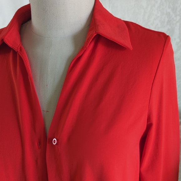 Elegant Red Button-Down Shirt for Women - Picture 2 of 5